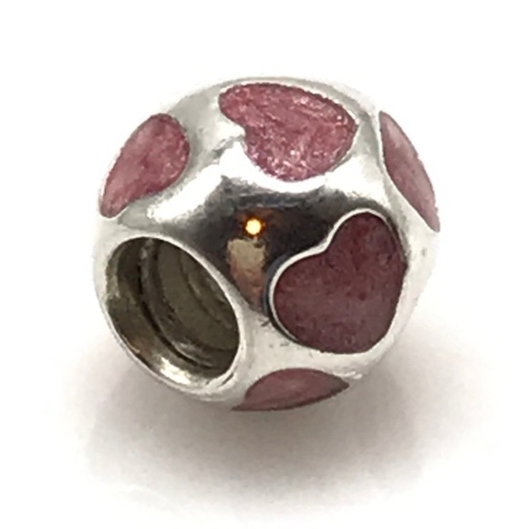 Pandora Pink Enamel Heart Love You Retired Bead Charm Valentine's Day - Picture 4 of 5